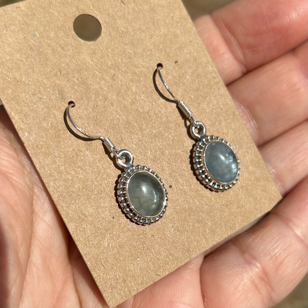 925 Sterling Silver Natural Aquamarine Earrings Artist Handmade